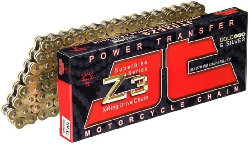 JT Chain JTC525Z3GS112RL (525 Series) Gold 112 Link Super Heavy Duty X-Ring Chain with Connecting Link - Image 1