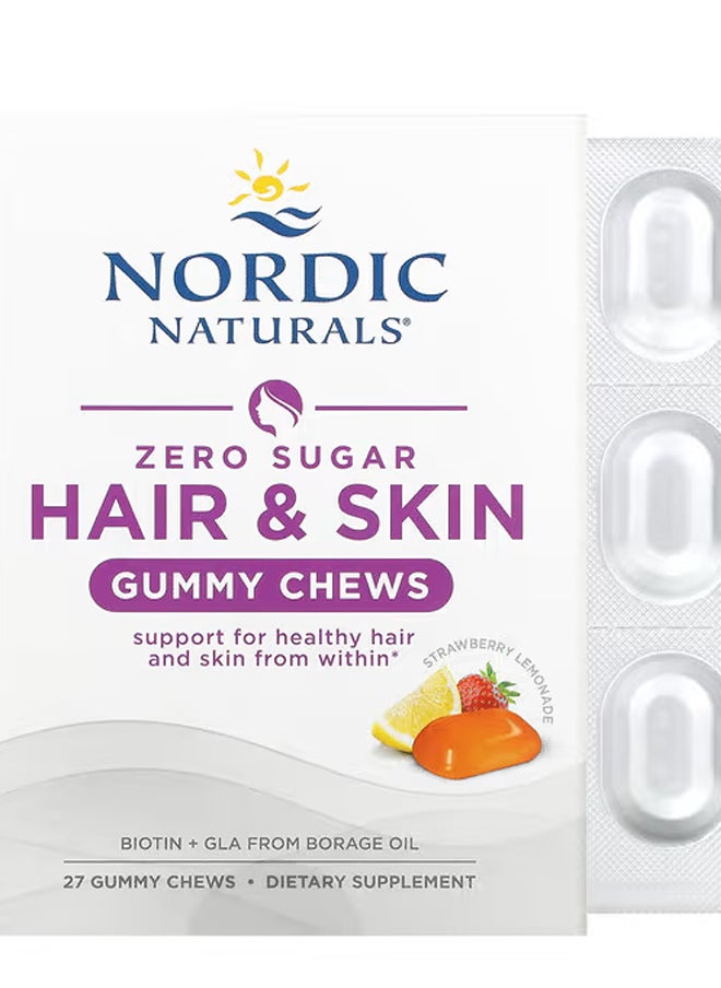 NORDIC NATURALS - Zero Sugar Hair & Skin Gummy Chews Strawberry Lemonade 27 Gummy Chews - Image 1