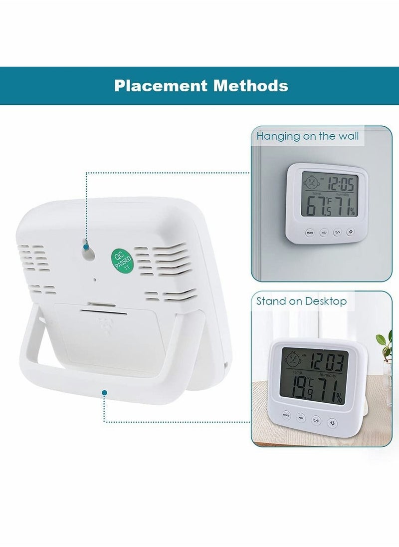 Excefore - Indoor Thermometers Digital Hygrometer Room Thermometer and Humidity Gauge with Clock Humidity Temperature, 5s Fast Refresh, Backlight Function Thermometer for Home, Office, Bedroom, Greenhouse - Image 1