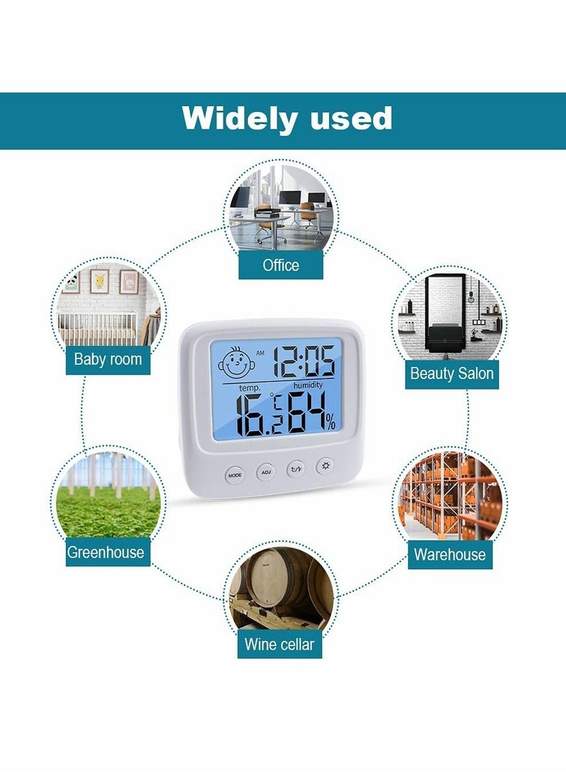 Excefore - Indoor Thermometers Digital Hygrometer Room Thermometer and Humidity Gauge with Clock Humidity Temperature, 5s Fast Refresh, Backlight Function Thermometer for Home, Office, Bedroom, Greenhouse - Image 1