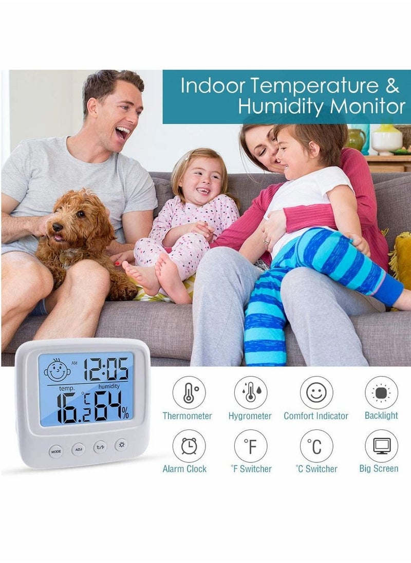 Excefore - Indoor Thermometers Digital Hygrometer Room Thermometer and Humidity Gauge with Clock Humidity Temperature, 5s Fast Refresh, Backlight Function Thermometer for Home, Office, Bedroom, Greenhouse - Image 1