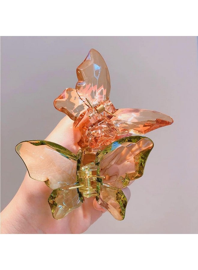 ZUGAD Butterfly Hair Clips Acrylic Hair Claw Clips for Thick,Thin and Medium Hair Stylish and Non-Slip Big Butterfly Jaw Clips Purple Hair Accessories for Girls and Women Colorful Clear (10 PC, Multi Color) - Image 3