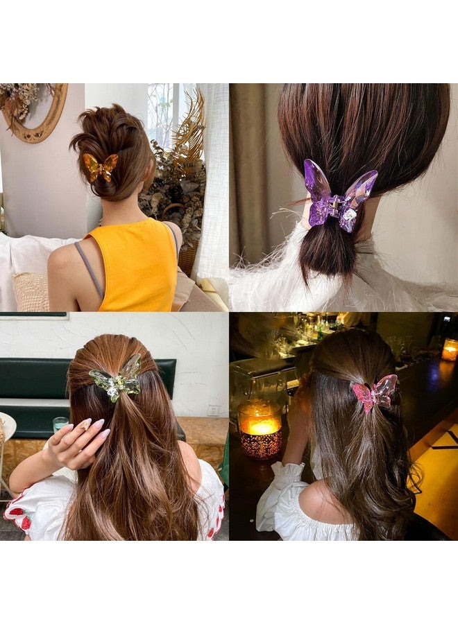 ZUGAD Butterfly Hair Clips Acrylic Hair Claw Clips for Thick,Thin and Medium Hair Stylish and Non-Slip Big Butterfly Jaw Clips Purple Hair Accessories for Girls and Women Colorful Clear (10 PC, Multi Color) - Image 2
