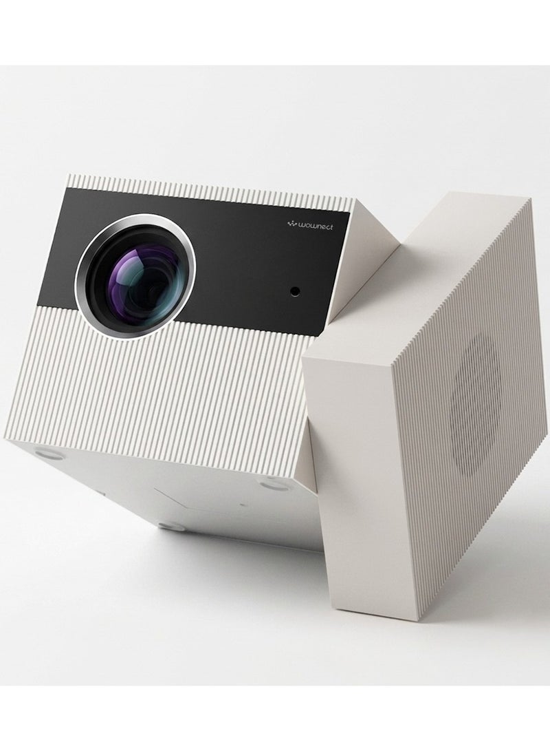 Wownect Smart HD Mini Projector, 180 ANSI lumens, 4K Decoding Support, Android 12, WiFi 6 Dual Band, Bluetooth 5.4, Electric Focus, Auto Keystone, HDMI/USB, Portable Home Theater Projector H6 RUBIK CUBE PROJECTOR white - Image 1