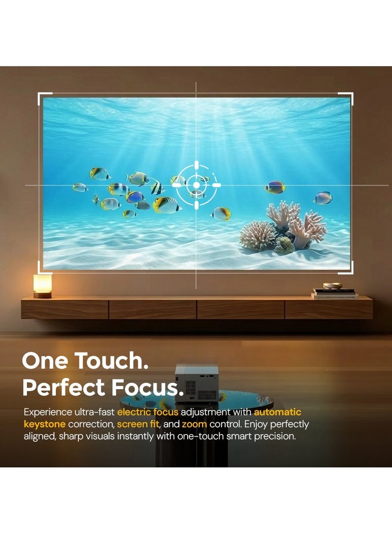 Wownect Smart HD Mini Projector, 180 ANSI lumens, 4K Decoding Support, Android 12, WiFi 6 Dual Band, Bluetooth 5.4, Electric Focus, Auto Keystone, HDMI/USB, Portable Home Theater Projector H6 RUBIK CUBE PROJECTOR white - Image 5