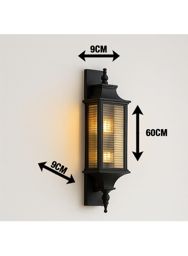 NERFA Classic Wall Lantern for Gardens and Pathways – Weather-Resistant Outdoor Lighting – Elegant Black, Size 60×9 cm - Image 4