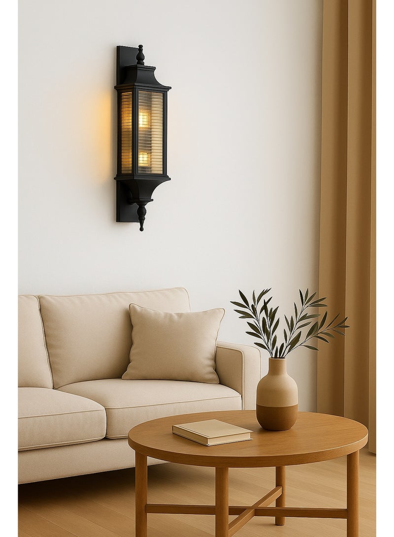 NERFA Classic Wall Lantern for Gardens and Pathways – Weather-Resistant Outdoor Lighting – Elegant Black, Size 60×9 cm - Image 3