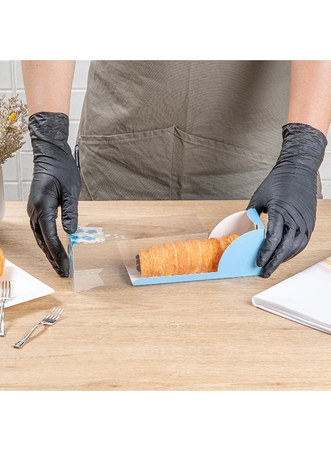 Restaurantware صناديق حلوى شفافة 7 بوصة × 2.5 بوصة، 100 غلاف ورقي أزرق، صناديق حلوى شفافة - لمسة زهرية، بدون بطانة دهنية، صناديق مفضلة بلاستيكية شفافة، مقاومة للكسر، قابلة للتخلص منها - Image 5