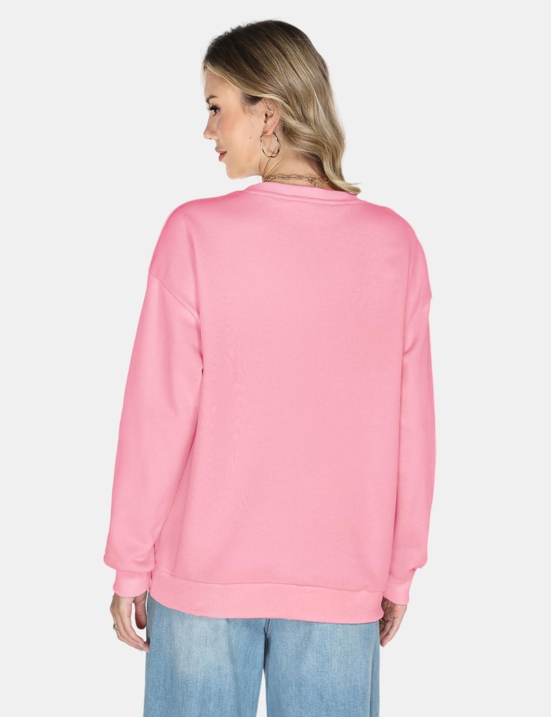 Gihuo Valentine Sweatshirts for Women Crewneck Pullover Sweater Valentines Day Tops Cute Long Sleeve(Pink-M) - Image 4