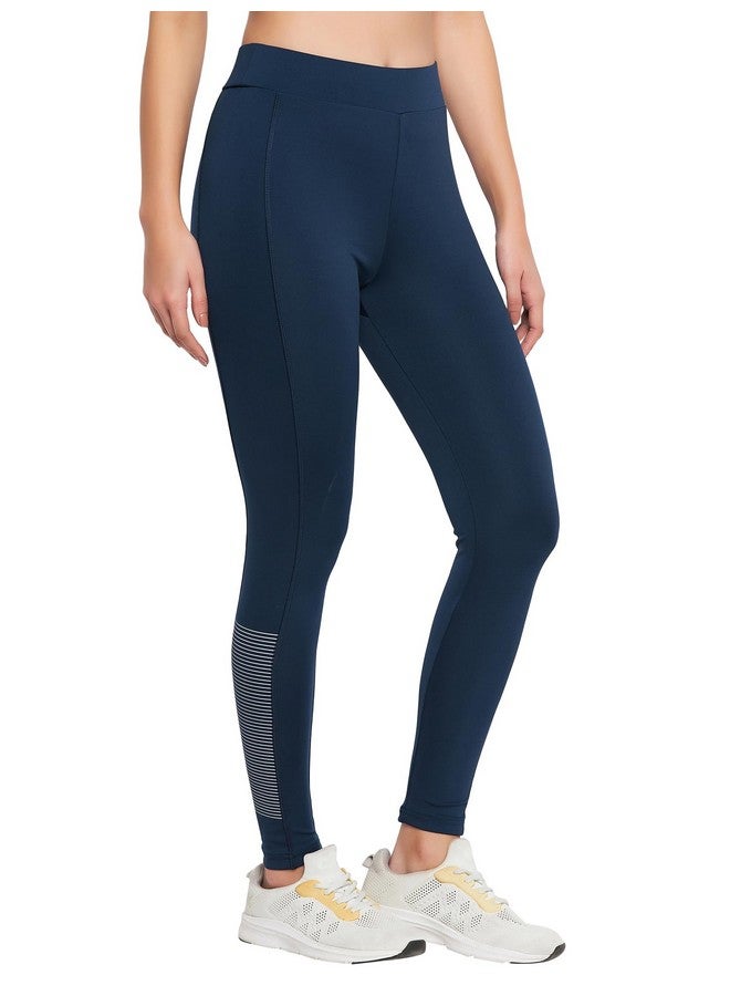 Clovia Women's Slim Fit Polyester Activewear Ankle Length Tights (AB0049P03_Blue_M)-M - Image 3