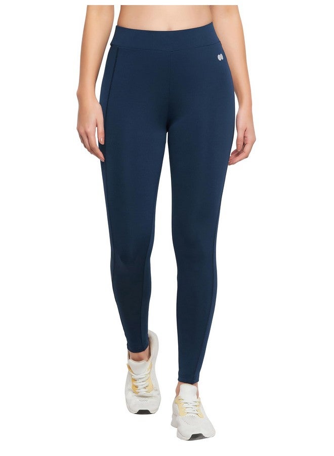 Clovia Women's Slim Fit Polyester Activewear Ankle Length Tights (AB0049P03_Blue_M)-M - Image 1