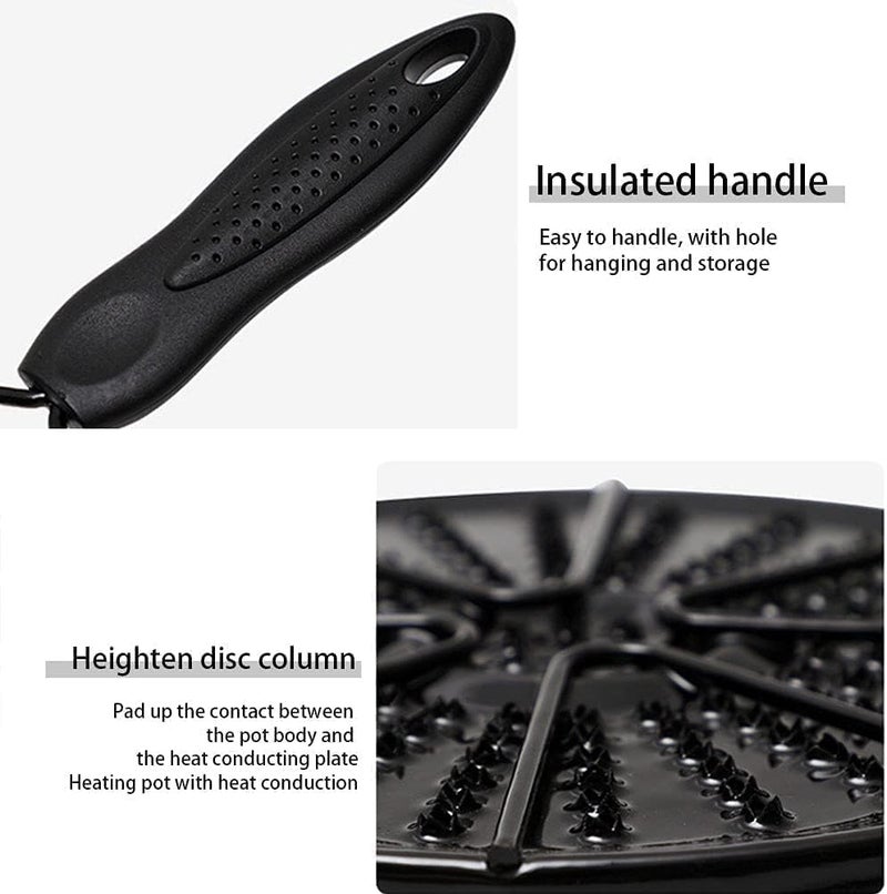 MUGATH 7.5 Inch Cast Iron Heat Diffuser Plate with Handle – Simmer Ring for Gas Stove, Electric Stove, Induction Cooktop – Flame Reducer, Even Heating, Anti-Burn Cookware Adapter (Pack of 1, Black) - Image 3
