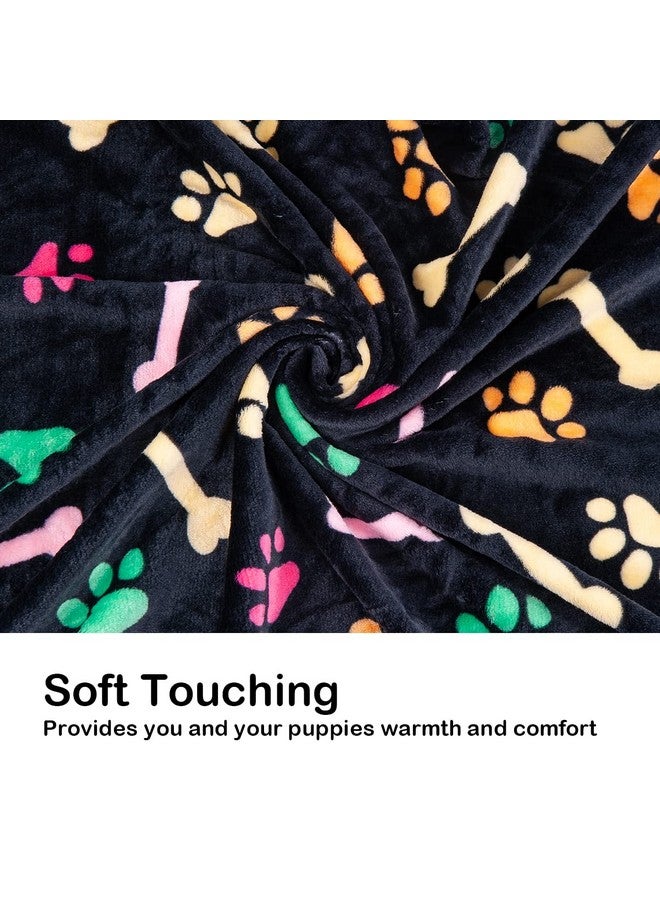 دونو عبوة واحدة من 3 بطانيات للكلاب، بطانية ناعمة من الصوف بنقشة مخلب الحيوانات الأليفة، حصيرة نوم دافئة بتصميم مطبوع لطيف، بطانية للجراء والقطط الصغيرة، حصيرة للكلاب والقطط والحيوانات الأليفة - Image 5