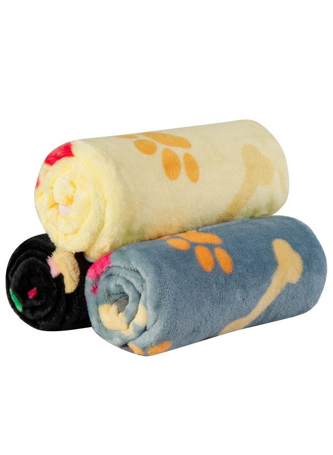 دونو عبوة واحدة من 3 بطانيات للكلاب، بطانية ناعمة من الصوف بنقشة مخلب الحيوانات الأليفة، حصيرة نوم دافئة بتصميم مطبوع لطيف، بطانية للجراء والقطط الصغيرة، حصيرة للكلاب والقطط والحيوانات الأليفة - Image 3