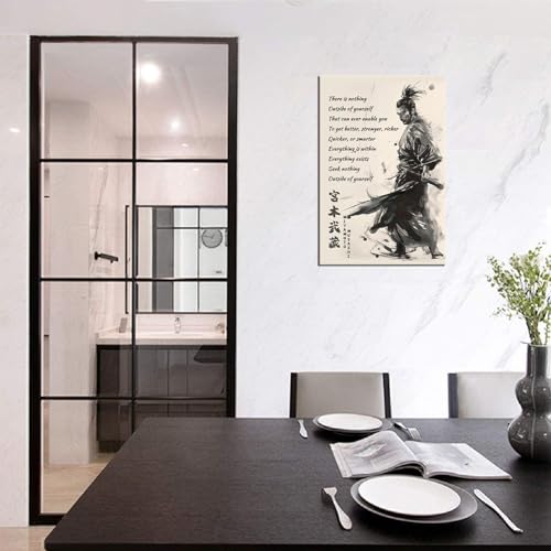 Wall HDQ Japanese Samurai Wall Art Miyamoto Musashi Canvas Prints Vintage Japanese Artwork Motivational Poster Inspirational Quotes Painting for Men Bedroom Living Room Office (18''W x 24''H) - Image 4