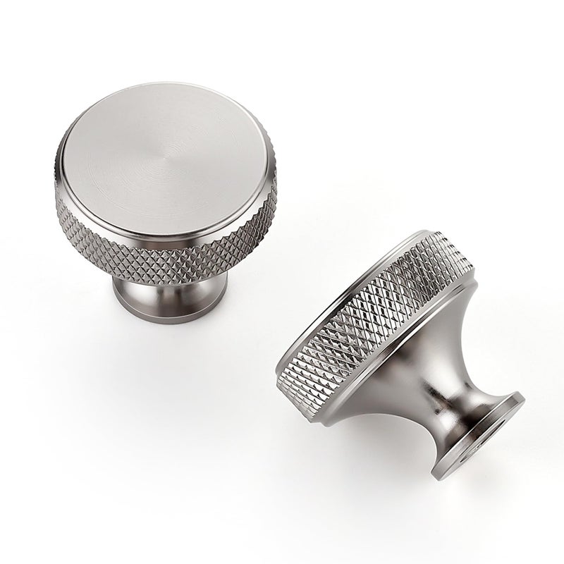 JOY DECOR 30 Pack Stainless Steel Kitchen Cabinet Hardware Knobs Round Solid Knurled Handles Single Hole Drawer Knobs for Cabinet Furniture Brushed Nickel Dresser Pulls - Image 2