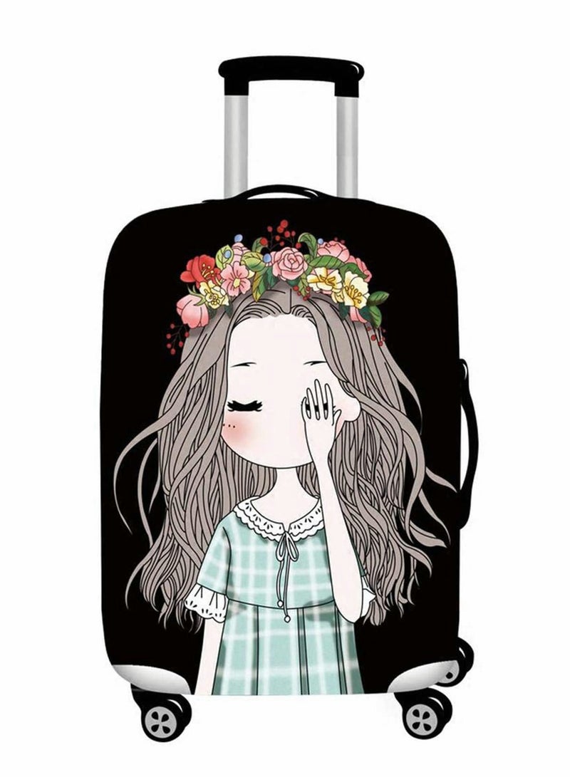 Excefore Thickened Luggage Cover, Water proof Travel Gear Luggage Protective Cover, Washable Spandex Suitcase Cover for 22"-24"luggage, Business Trip School Daily Usin (M, Shy Girl) - Image 1