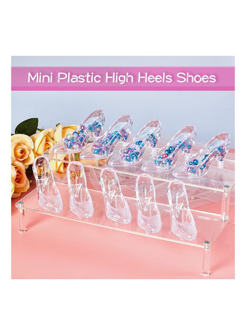 Cinderella Glass Slipper, 24PCS Mini Princess Slippers, Plastic High Heel Shoe Transparent Crystal Decoration, Party Candy Supplies, Gift for Wedding Table Serving Decorations