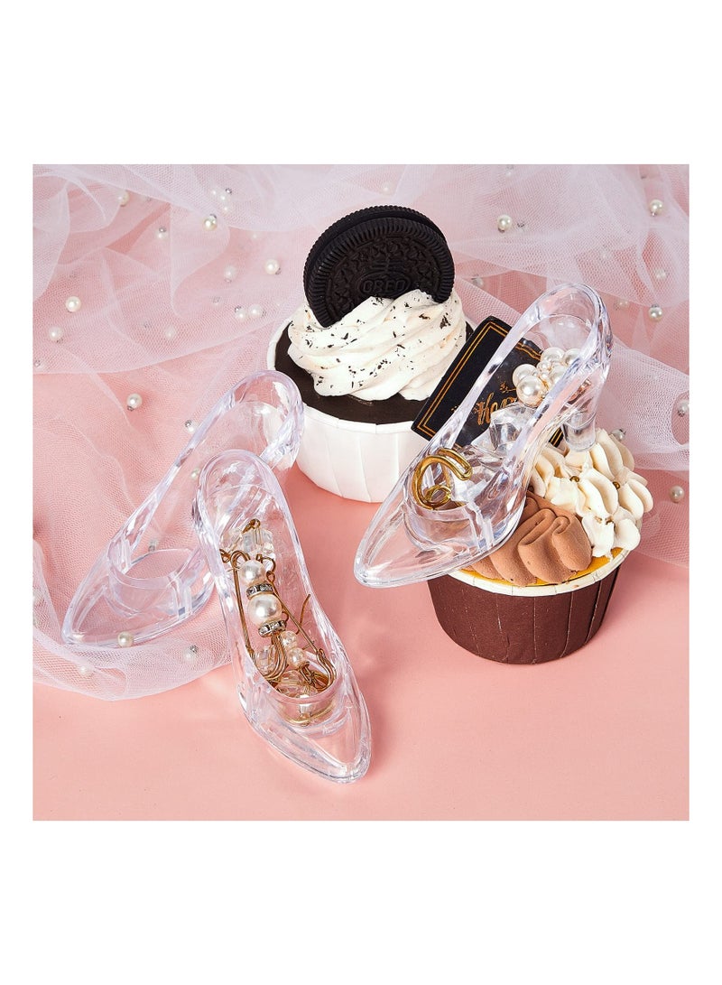 Cinderella Glass Slipper, 24PCS Mini Princess Slippers, Plastic High Heel Shoe Transparent Crystal Decoration, Party Candy Supplies, Gift for Wedding Table Serving Decorations