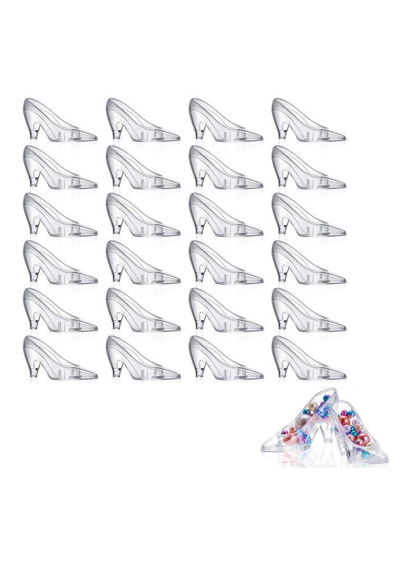 Cinderella Glass Slipper, 24PCS Mini Princess Slippers, Plastic High Heel Shoe Transparent Crystal Decoration, Party Candy Supplies, Gift for Wedding Table Serving Decorations