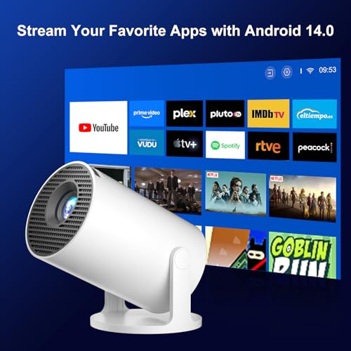 Salange Projector 4k8K Android 140 Mini Projector with Wifi and Bluetooth 54 Builtin Apps Auto Keystone Portable Smart Proyector for Outdoor MoviesBedroom 2026 Upgrade - Image 3
