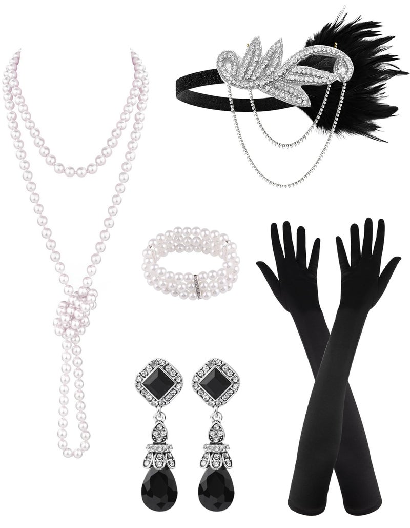 PLULON 6 Pcs 1920s Flapper Accessories for Women, Great Gatsby Flapper Accessories Fashion Roaring 20s Costume for Women - Image 1