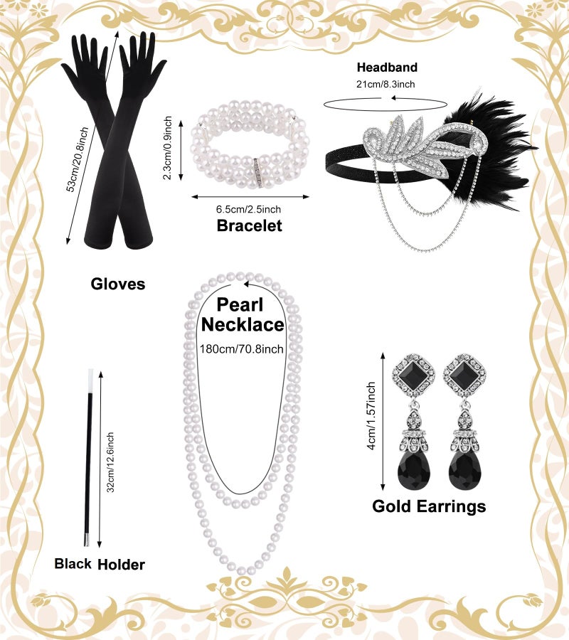 PLULON 6 Pcs 1920s Flapper Accessories for Women, Great Gatsby Flapper Accessories Fashion Roaring 20s Costume for Women - Image 2
