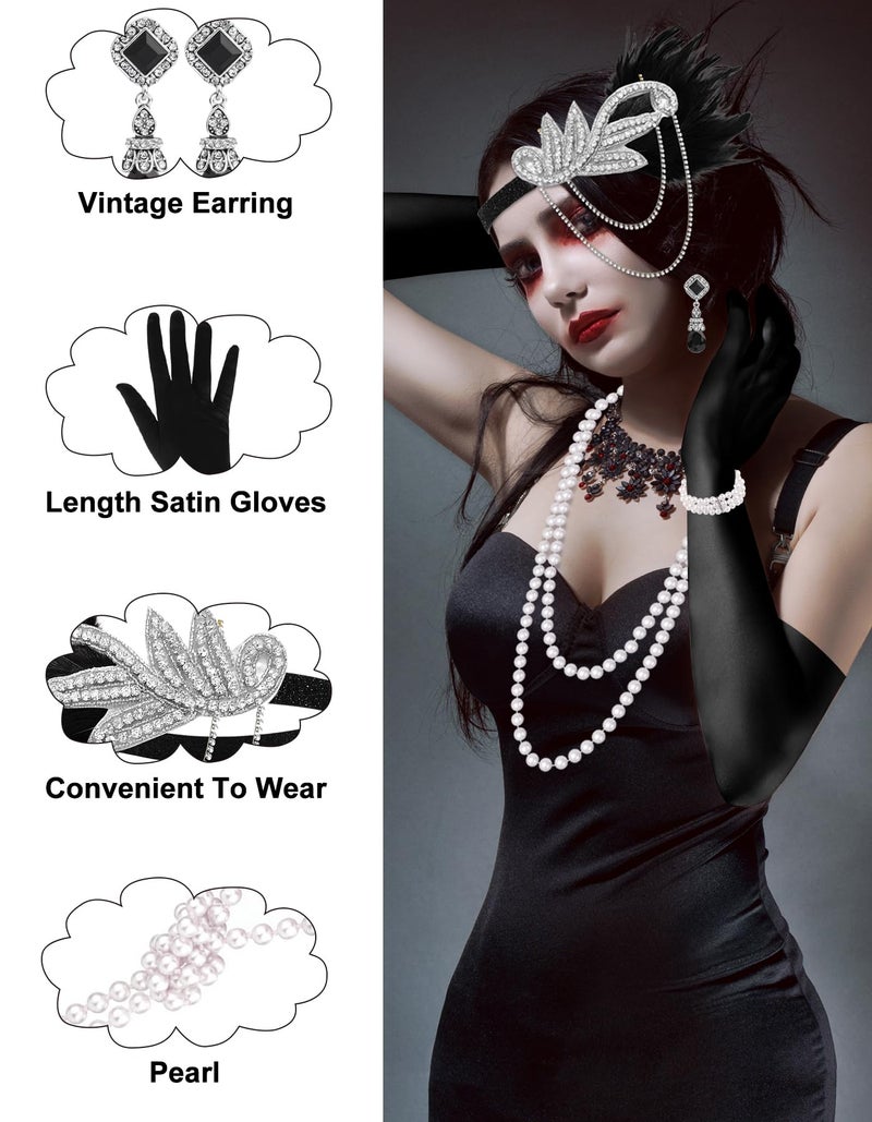 PLULON 6 Pcs 1920s Flapper Accessories for Women, Great Gatsby Flapper Accessories Fashion Roaring 20s Costume for Women - Image 3