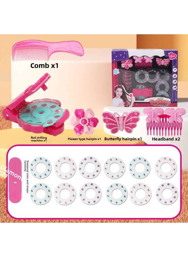 Magic Nailing Rig Girl Play Home Bling Hair Sticker Rig Toy Creative DIY Rig Machine-Color:【large Package Window Box】 Nail Drilling Machine Comes With 120 Diamonds And A Hairband And Rubber Band - Image 5