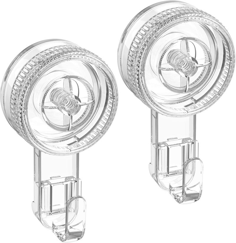 LUXEAR Suction Cup Hooks 2 Pack, Shower Hook Damage-Free Waterproof Vacuum Suction Hangers for Bathroom Kitchen, Removable Reusable Suction Holder for Towel Loofah Bathrobe Christmas Wreath Decor​ - Image 1