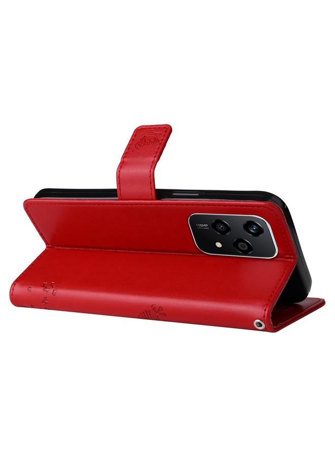 S-TOP Case For Honor 200 Lite Global Tree & Cat Embossed Pattern Flip Leather Phone Case - Image 5