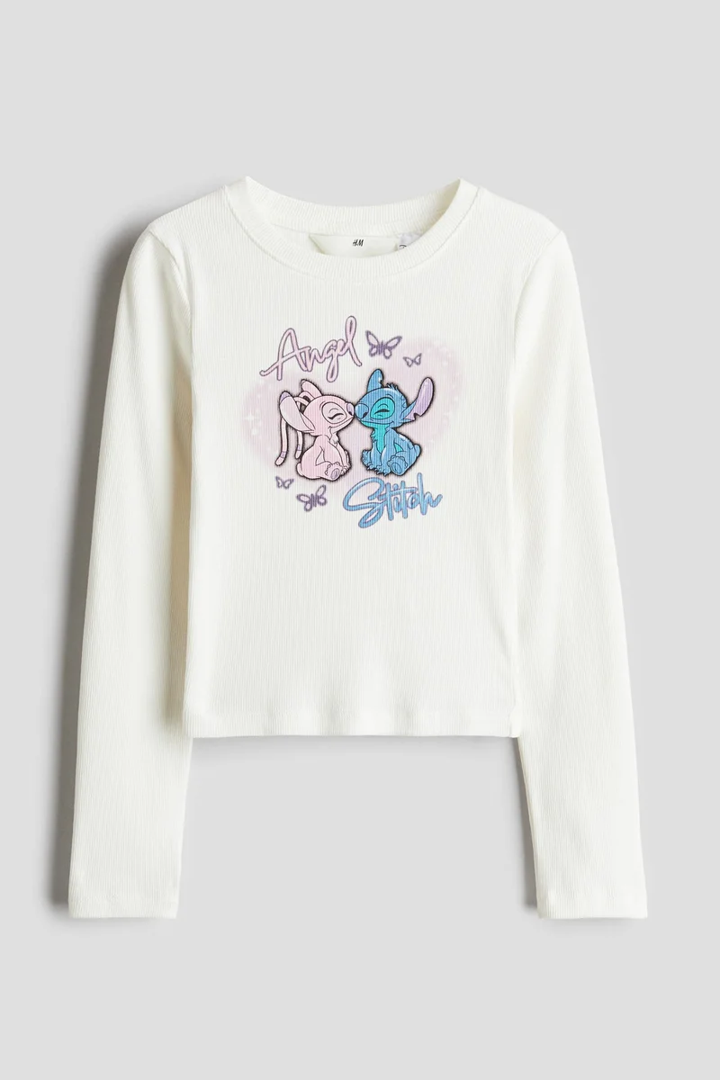 اتش اند ام Print-Motif Jersey Top