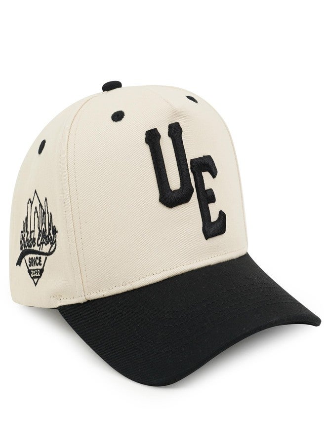 URBAN EFFORT Sports Cap - for Men and Women Baseball Hat 5-Panel Hat - Great Snapback Closure for Your Style & Outdoors (Curved Bill, OffWhite/Black) - Image 1