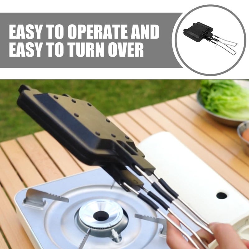 Foldable Non Stick Sandwich Grill Pan For Outdoor Picnic Breakfast Home Use - Image 4
