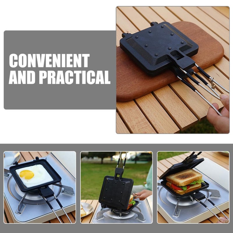 Foldable Non Stick Sandwich Grill Pan For Outdoor Picnic Breakfast Home Use - Image 5