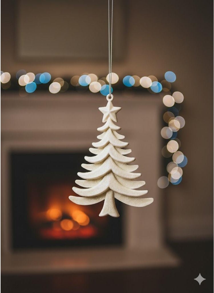 دلية ديكور على شكل شجرة – أبيض لامع – 2 قطع - Image 2