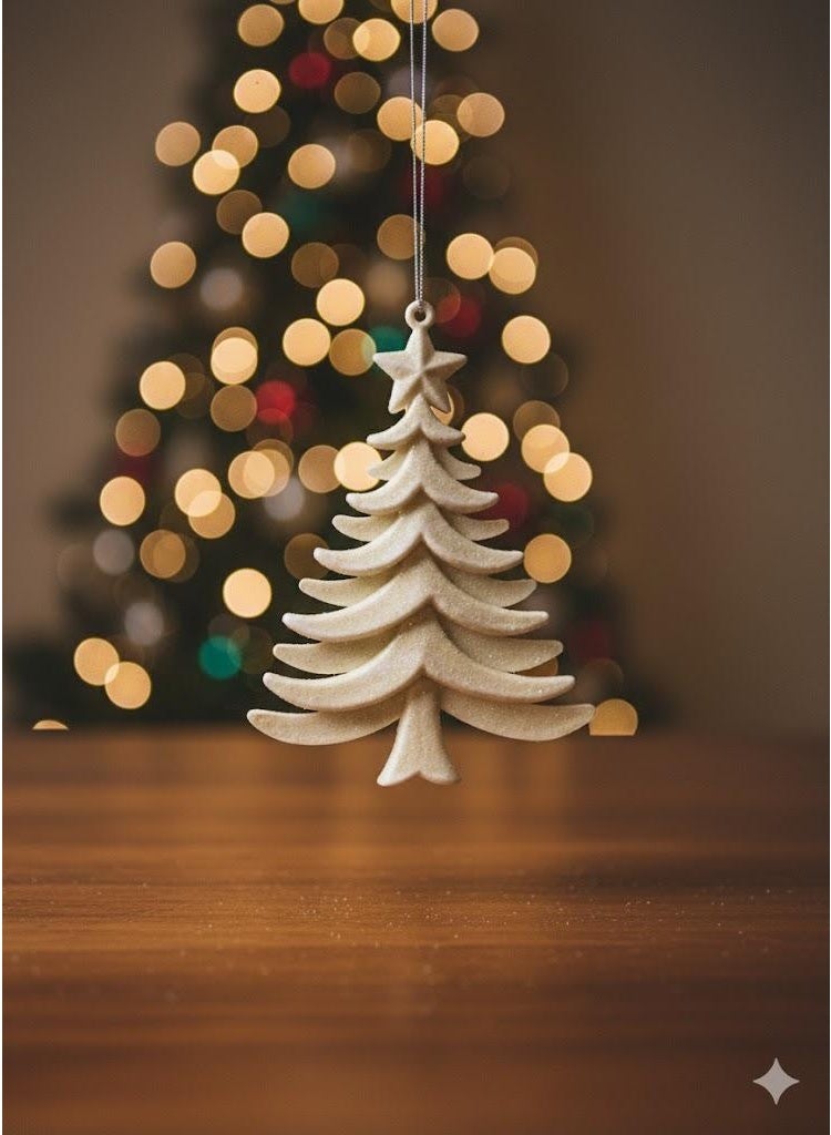 دلية ديكور على شكل شجرة – أبيض لامع – 2 قطع - Image 1