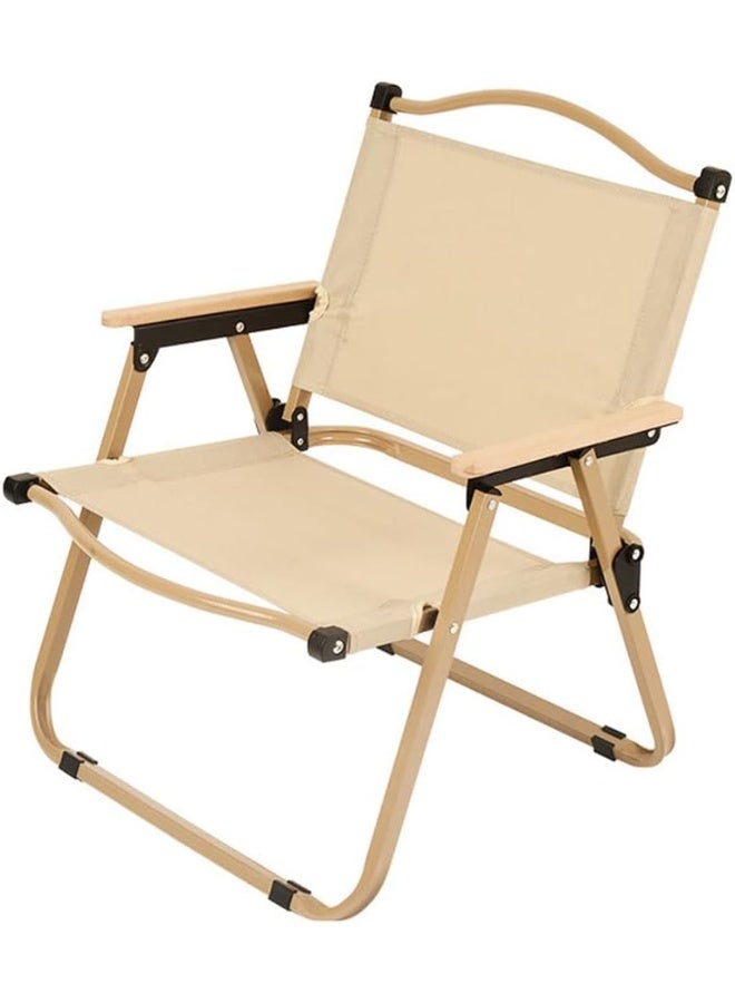 HOME TASTE Outdoor Foldable Camping Chair – Ultralight Heavy Duty Portable Beach Chair with Wooden Armrest & Aluminum Frame - Image 1