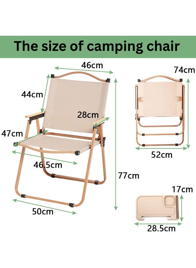 HOME TASTE Outdoor Foldable Camping Chair – Ultralight Heavy Duty Portable Beach Chair with Wooden Armrest & Aluminum Frame - Image 3
