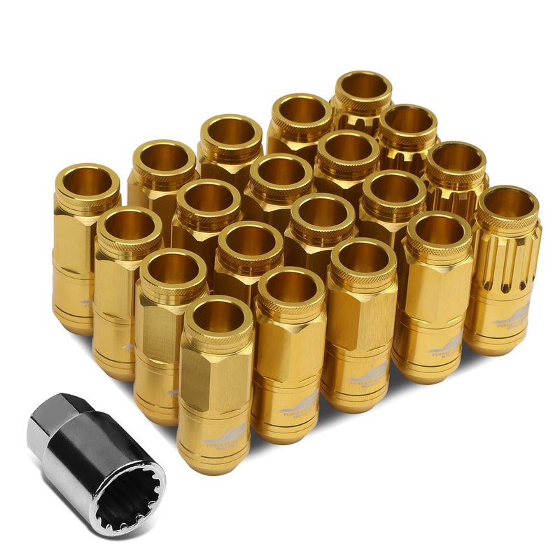 J2 Engineering 16Pcs 7075 Aluminum Open End M12 x 15 Lug Nuts w4Pcs Lock Nuts  Key Golden Fit Conical Seat LNT700215GD