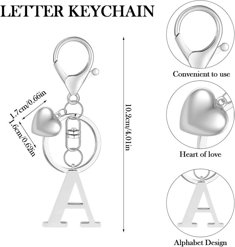 MWOOT Initial Letter A Keychain - Stainless Steel Silver Key Ring for Bags and Purses - Image 4