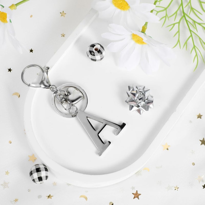 MWOOT Initial Letter A Keychain - Stainless Steel Silver Key Ring for Bags and Purses - Image 3