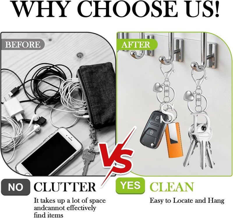 MWOOT Initial Letter A Keychain - Stainless Steel Silver Key Ring for Bags and Purses - Image 5