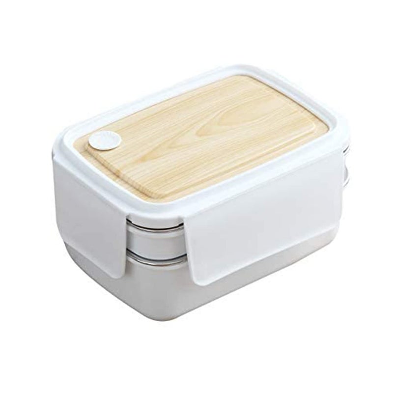 REMANG Stainless Steel 2 Layer Thermal Insulation Bento Lunch Box for Kids School Tiffin Box Portion Meal bento Snacks Tiffin BoxWhite - Image 1