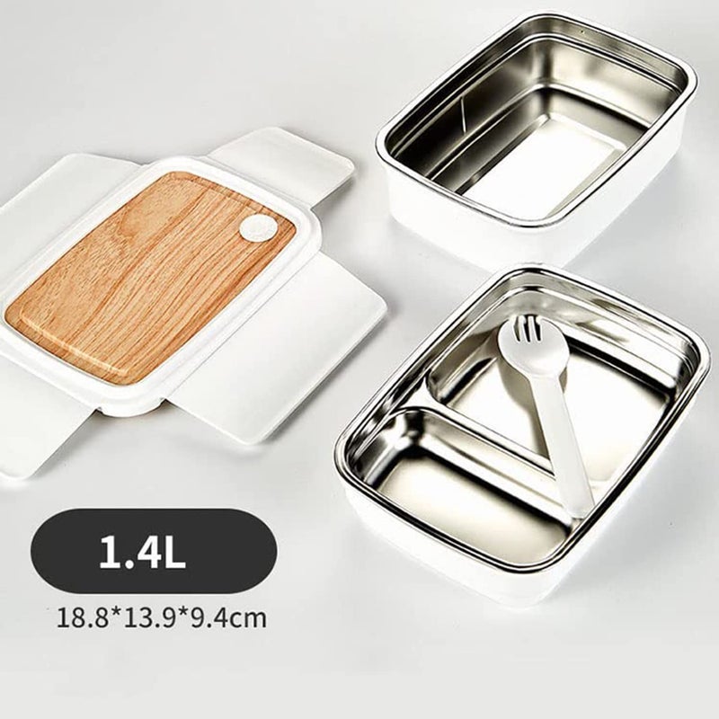REMANG Stainless Steel 2 Layer Thermal Insulation Bento Lunch Box for Kids School Tiffin Box Portion Meal bento Snacks Tiffin BoxWhite - Image 4