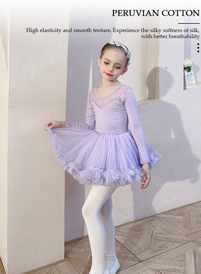 DUNISO Girls Ballet Dresses Leotards,Tutu Slim Dance Leotards Dress Long Sleeve Dress, Dance Dress Ballerina Tutu Outfit Cotton Dress Ballet Skirt, Mini Skirt Princess Dresses Dance Wear Clothes for Little Girl - Image 3