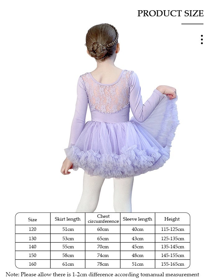 DUNISO Girls Ballet Dresses Leotards,Tutu Slim Dance Leotards Dress Long Sleeve Dress, Dance Dress Ballerina Tutu Outfit Cotton Dress Ballet Skirt, Mini Skirt Princess Dresses Dance Wear Clothes for Little Girl - Image 2