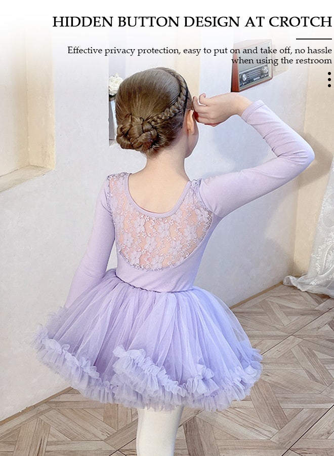 DUNISO Girls Ballet Dresses Leotards,Tutu Slim Dance Leotards Dress Long Sleeve Dress, Dance Dress Ballerina Tutu Outfit Cotton Dress Ballet Skirt, Mini Skirt Princess Dresses Dance Wear Clothes for Little Girl - Image 4