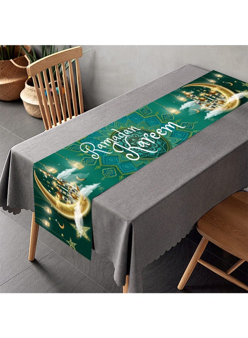Aikanbo Ramadan Tablecloth Decoration Home Decor Ramadan Kareem Decor Eid Mubarak Ramadan Table Clothes for Dinner Decoration Eid Party Islamic Celebration Lining-70.8x13.8 inches - Image 1