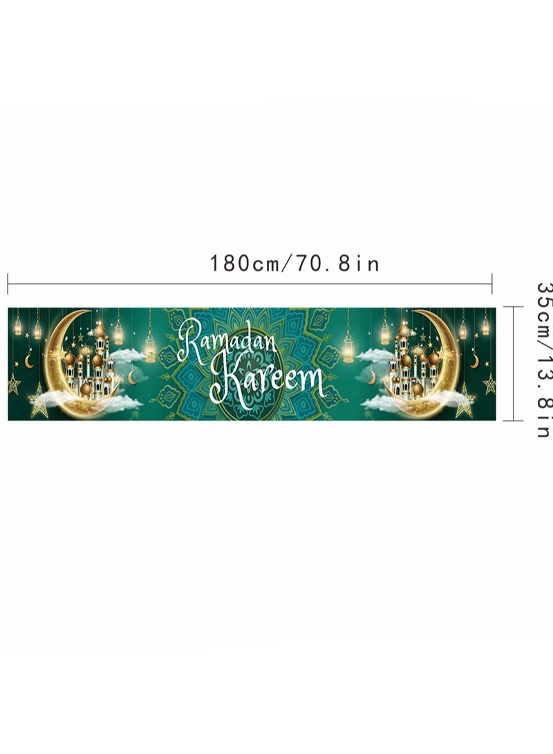 Aikanbo Ramadan Tablecloth Decoration Home Decor Ramadan Kareem Decor Eid Mubarak Ramadan Table Clothes for Dinner Decoration Eid Party Islamic Celebration Lining-70.8x13.8 inches - Image 2